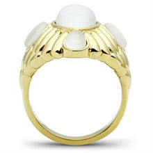 Load image into Gallery viewer, GL294 - IP Gold(Ion Plating) Brass Ring with Synthetic Cat Eye in White