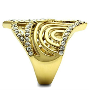 GL296 - IP Gold(Ion Plating) Brass Ring with Top Grade Crystal  in Clear