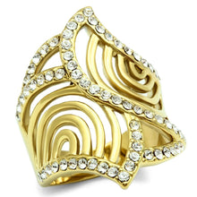 Load image into Gallery viewer, GL296 - IP Gold(Ion Plating) Brass Ring with Top Grade Crystal  in Clear