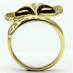 GL297 - IP Gold(Ion Plating) Brass Ring with Top Grade Crystal  in Multi Color