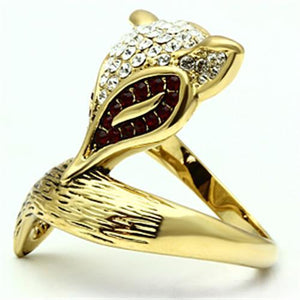 GL297 - IP Gold(Ion Plating) Brass Ring with Top Grade Crystal  in Multi Color