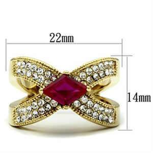 GL298 - IP Gold(Ion Plating) Brass Ring with AAA Grade CZ  in Ruby