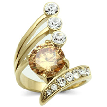Load image into Gallery viewer, GL300 - IP Gold(Ion Plating) Brass Ring with AAA Grade CZ  in Champagne