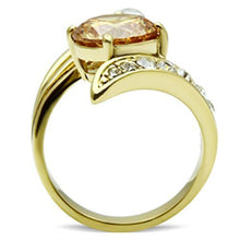 Load image into Gallery viewer, GL300 - IP Gold(Ion Plating) Brass Ring with AAA Grade CZ  in Champagne