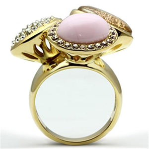 GL301 - IP Gold(Ion Plating) Brass Ring with Top Grade Crystal  in Multi Color