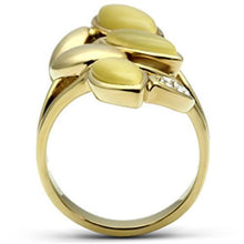 Load image into Gallery viewer, GL302 - IP Gold(Ion Plating) Brass Ring with Synthetic Cat Eye in Citrine Yellow