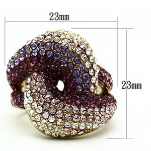 GL306 - IP Gold(Ion Plating) Brass Ring with Top Grade Crystal  in Multi Color