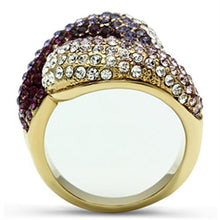 Load image into Gallery viewer, GL306 - IP Gold(Ion Plating) Brass Ring with Top Grade Crystal  in Multi Color