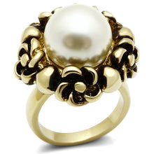 Load image into Gallery viewer, GL308 - IP Gold(Ion Plating) Brass Ring with Synthetic Pearl in White