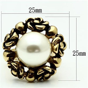 GL308 - IP Gold(Ion Plating) Brass Ring with Synthetic Pearl in White
