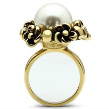 Load image into Gallery viewer, GL308 - IP Gold(Ion Plating) Brass Ring with Synthetic Pearl in White