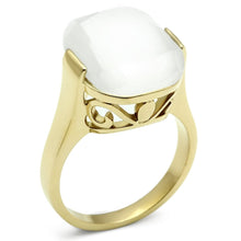 Load image into Gallery viewer, GL309 - IP Gold(Ion Plating) Brass Ring with Synthetic Cat Eye in White