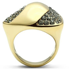 Load image into Gallery viewer, GL311 - IP Gold(Ion Plating) Brass Ring with Top Grade Crystal  in Black Diamond