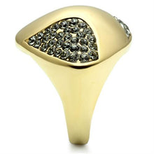 Load image into Gallery viewer, GL311 - IP Gold(Ion Plating) Brass Ring with Top Grade Crystal  in Black Diamond