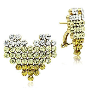 GL333 - IP Gold(Ion Plating) Brass Earrings with Top Grade Crystal  in Multi Color