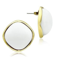Load image into Gallery viewer, GL338 - IP Gold(Ion Plating) Brass Earrings with Synthetic Synthetic Glass in White