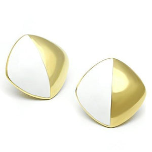 GL340 - IP Gold(Ion Plating) Brass Earrings with Epoxy  in White
