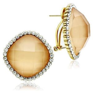 GL345 - IP Gold(Ion Plating) Brass Earrings with Synthetic Synthetic Stone in Orange