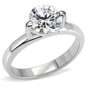 LO1018 Imitation Rhodium Brass Ring with AAA Grade CZ in Clear