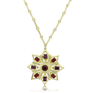 LO1301 - Gold Brass Chain Pendant with Top Grade Crystal  in Multi Color