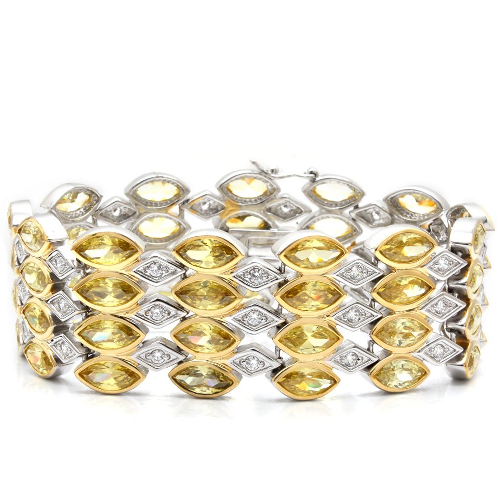 LO1459 - Gold+Rhodium Brass Bracelet with AAA Grade CZ  in Topaz
