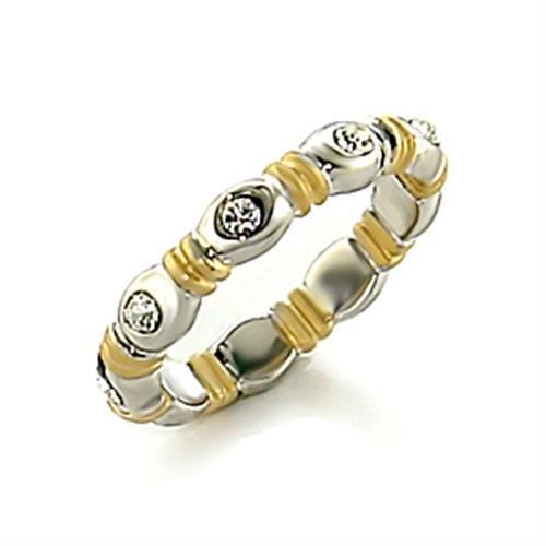 LO148 - Matte Gold & Rhodium Brass Toe Ring with Top Grade Crystal  in Clear