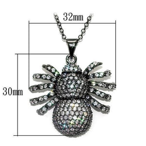 LO1578 - Ruthenium Brass Chain Pendant with AAA Grade CZ  in Clear