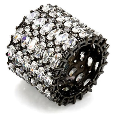 LO1580 - Ruthenium Brass Ring with AAA Grade CZ  in Clear