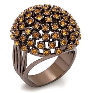 LO1665 - Chocolate Gold Brass Ring with Top Grade Crystal  in Topaz