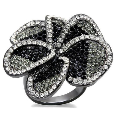 LO1676 - TIN Cobalt Black Brass Ring with Top Grade Crystal  in Multi Color