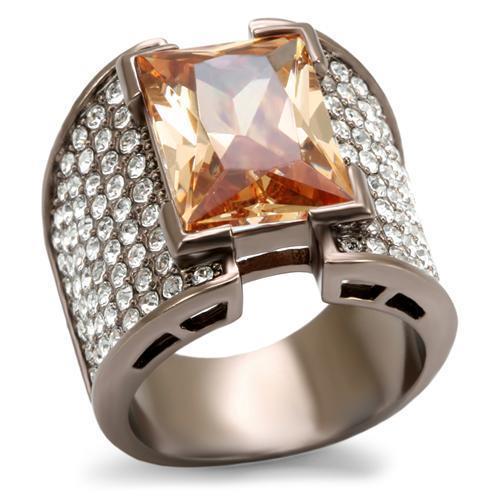 LO1686 Chocolate Gold Brass Ring with AAA Grade CZ in Champagne