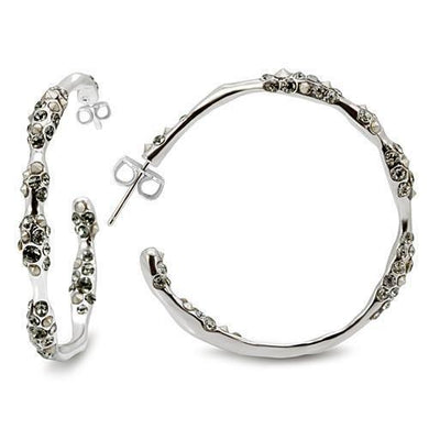 LO1857 - Rhodium Brass Earrings with Top Grade Crystal  in Black Diamond