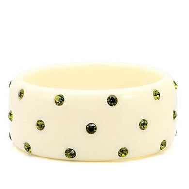 LO1904 -  Resin Bangle with Top Grade Crystal  in Olivine color