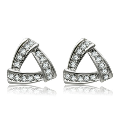 LO1975 - Rhodium White Metal Earrings with Top Grade Crystal  in Clear