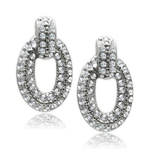 Load image into Gallery viewer, LO1986 - Rhodium White Metal Earrings with Top Grade Crystal  in Clear