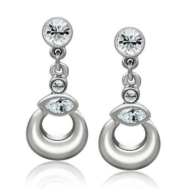 LO1989 - Rhodium White Metal Earrings with Top Grade Crystal  in Clear