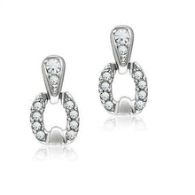 Load image into Gallery viewer, LO1999 - Rhodium White Metal Earrings with Top Grade Crystal  in Clear