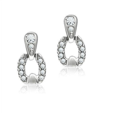 LO1999 - Rhodium White Metal Earrings with Top Grade Crystal  in Clear