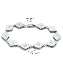 Load image into Gallery viewer, LO2006 - Matte Rhodium &amp; Rhodium Brass Bracelet with AAA Grade CZ  in Clear