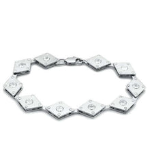 Load image into Gallery viewer, LO2006 - Matte Rhodium &amp; Rhodium Brass Bracelet with AAA Grade CZ  in Clear