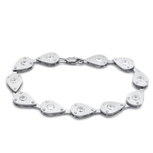 Load image into Gallery viewer, LO2014 - Matte Rhodium &amp; Rhodium Brass Bracelet with AAA Grade CZ  in Clear