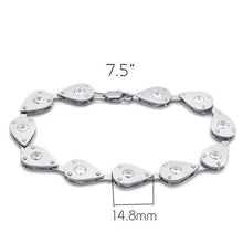 Load image into Gallery viewer, LO2014 - Matte Rhodium &amp; Rhodium Brass Bracelet with AAA Grade CZ  in Clear