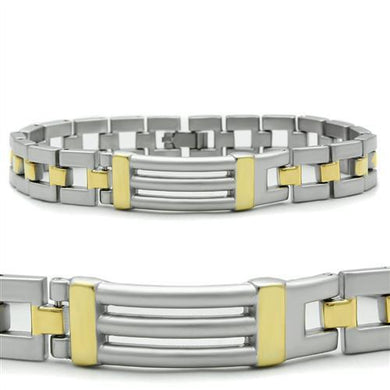 LO2030 - Matte Rhodium & Gold White Metal Bracelet with No Stone