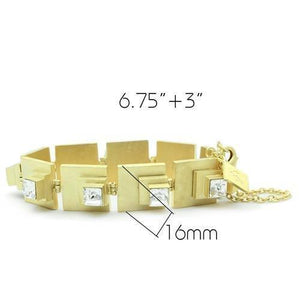 LO2037 - Matte Gold Brass Bracelet with Top Grade Crystal  in Clear