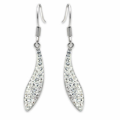 LO2041 - Rhodium Brass Earrings with Top Grade Crystal  in Clear