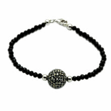 Load image into Gallery viewer, LO2048 - Rhodium + Ruthenium Brass Bracelet with Top Grade Crystal  in Jet