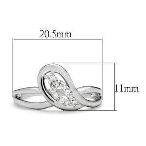 LO2051 - Rhodium Brass Ring with AAA Grade CZ  in Clear
