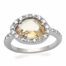 Load image into Gallery viewer, LO2060 - Rhodium Brass Ring with AAA Grade CZ  in Champagne