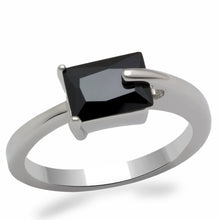 Load image into Gallery viewer, LO2066 - Rhodium Brass Ring with AAA Grade CZ  in Jet