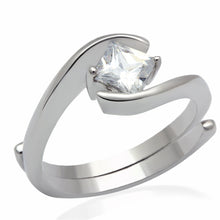 Load image into Gallery viewer, LO2067 - Rhodium Brass Ring with AAA Grade CZ  in Clear